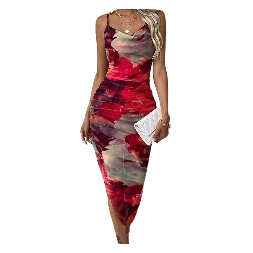Slim Fit Sheer Mesh Slip Bohemian Spaghetti Strap Beach Dress