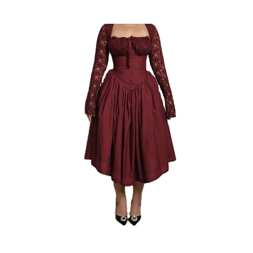 Formal Evening Gown Long Sleeves Cinched Waist