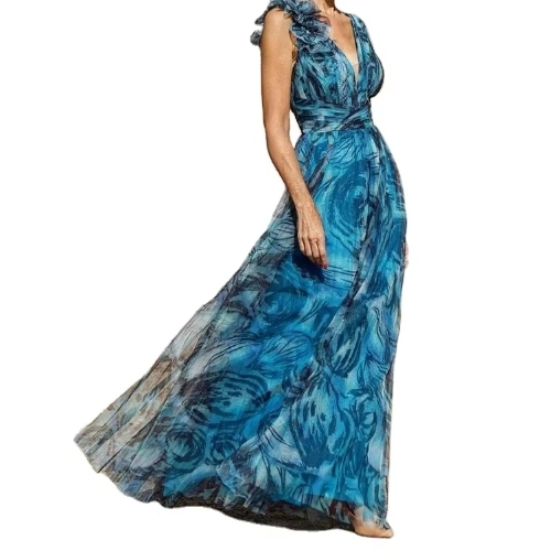 Boho Floral Maxi Dress Women's Evening Beach Dress