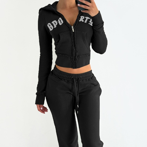 2025 Spring/Summer Sportswear Spice Millennium Style Hooded Zipper sweatshirt Straight-leg Pants