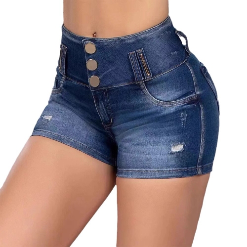 Spring/Summer 2025 hit new stretch slimming ripped high-waisted denim shorts for women's wear