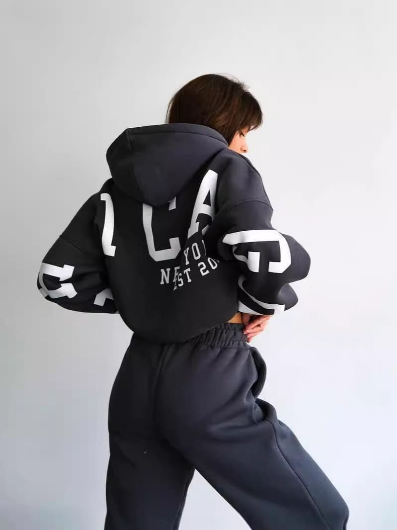 Oversize high street printing hoodies&sweatpants for ladies