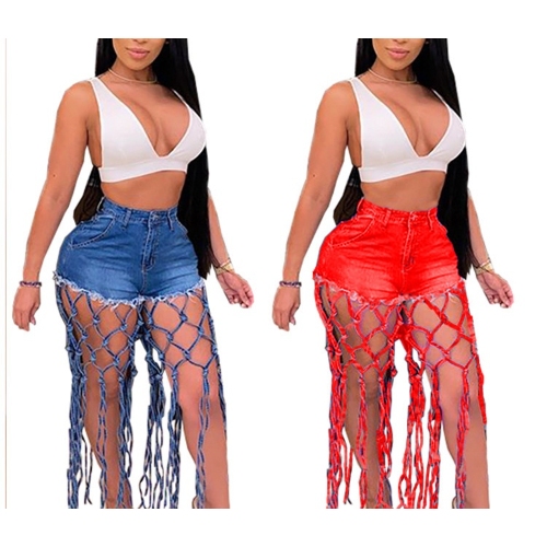 New European-style fashionable women's knotted denim hot pants