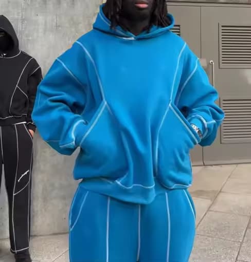 OEM Custom Unisex Contrast Stitching Oversized Hoodie&sweatpants for men