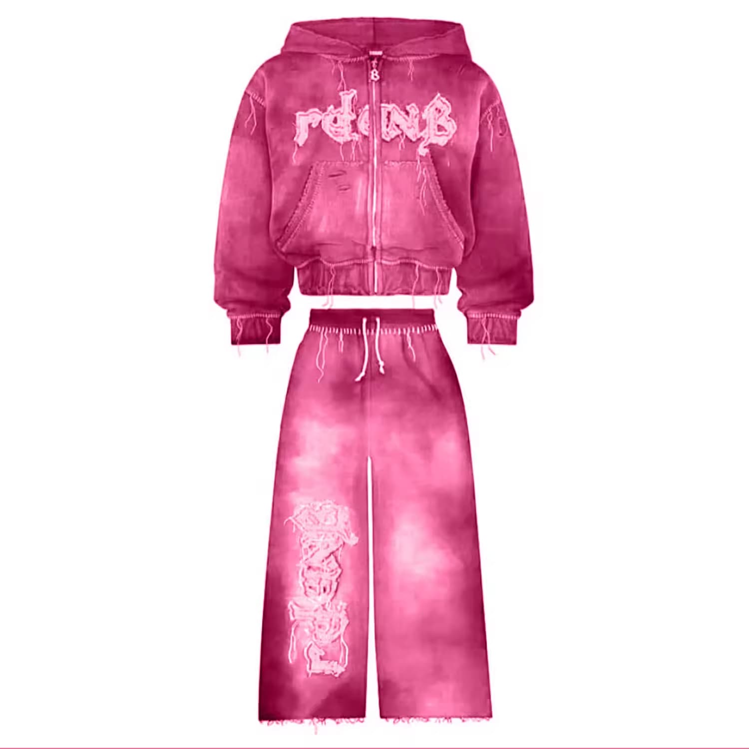 Streetwear Terry Cotton Baggy Tracksuit Distressed Jogger Set Custom 