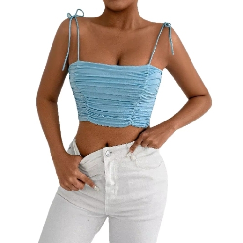 Adjustable Lace-Up Cropped Cami Top for Women Versatile