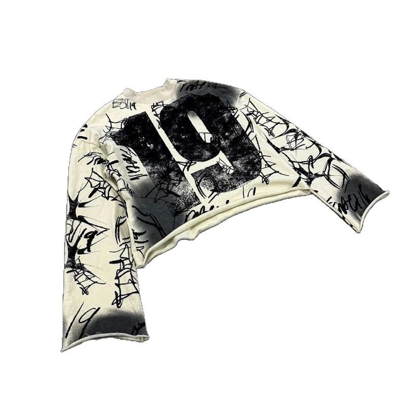 Spring 2025 new Y2k casual hoodie t-shirt gothic style streetwear digital jersey hip-hop Harajuku